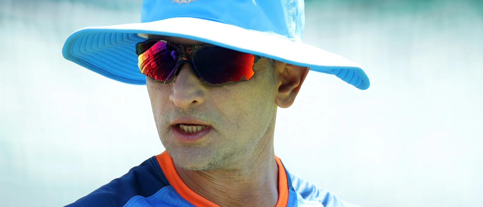 Logo of Hrishikesh Kanitkar, Head Coach of India looks on during a warm-up match between Australia and India prior to the ICC Women's T20 World Cup South Africa 2023 at Newlands on February 06, 2023 in Cape Town, South Africa.