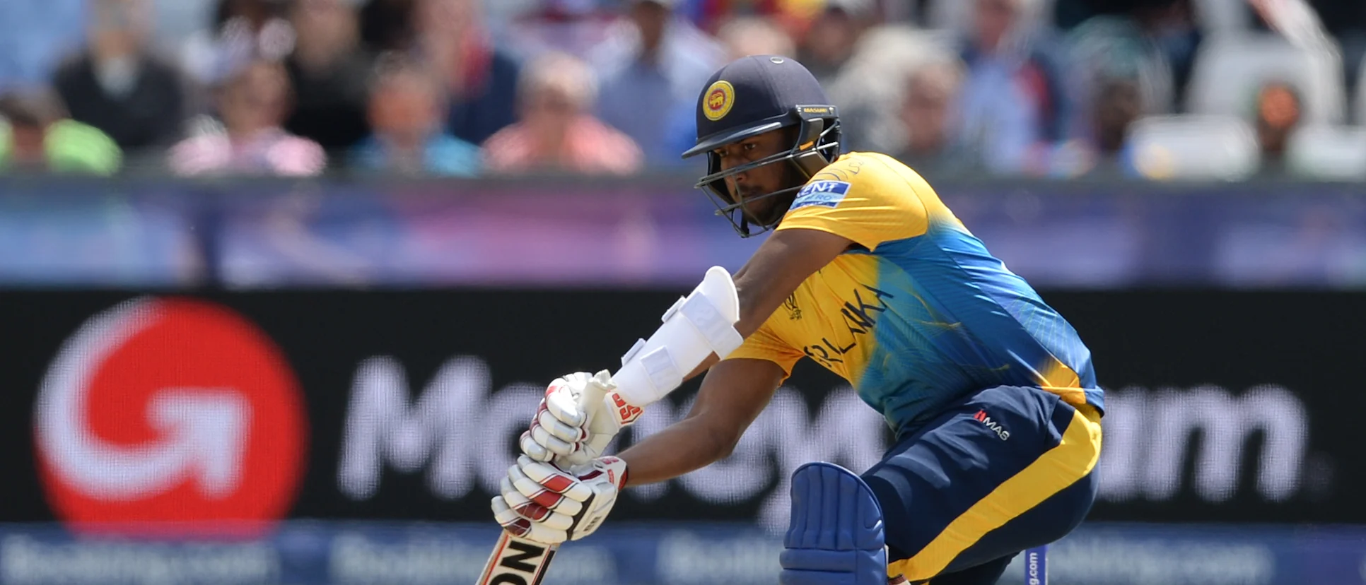 Logo of Avishka Fernando drives against West Indies at the Riverside Durham