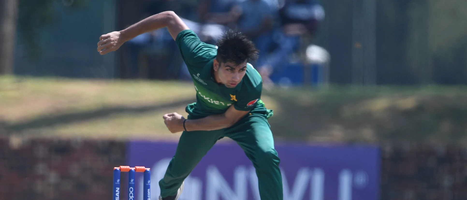 Tahir Hussain during the ICC U19 Cricket World Cup Group C match between Pakistan and Scotland at Absa Puk Oval on January 19, 2020 in Potchefstroom, South Africa.