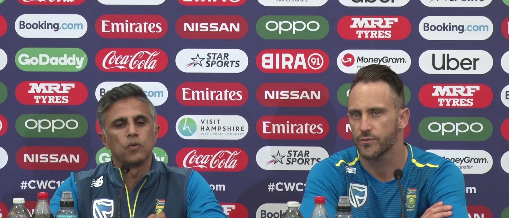 Logo of South-Africa-captain-Faf-du-Plessis-and-South-Africa Manager-Dr.-Mohammed-Moosajee-Pre-Match-PC-04JUN19_Moment
