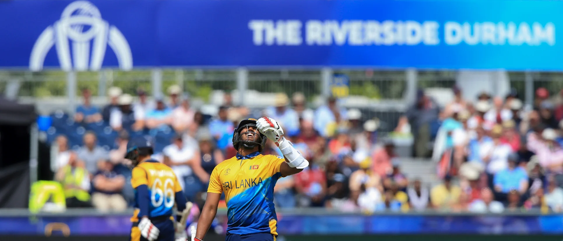 Logo of Avishka Fernando celebrates his century against West Indies