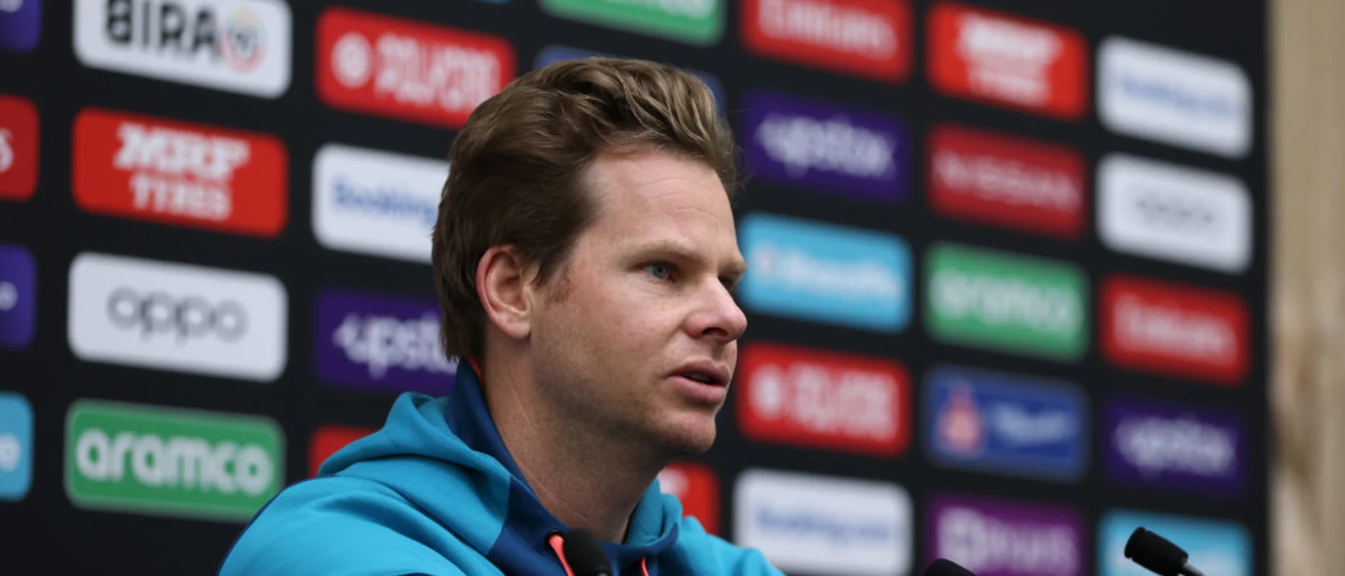 Logo of Steve Smith at the media conference ahead of the World Test Championship Final