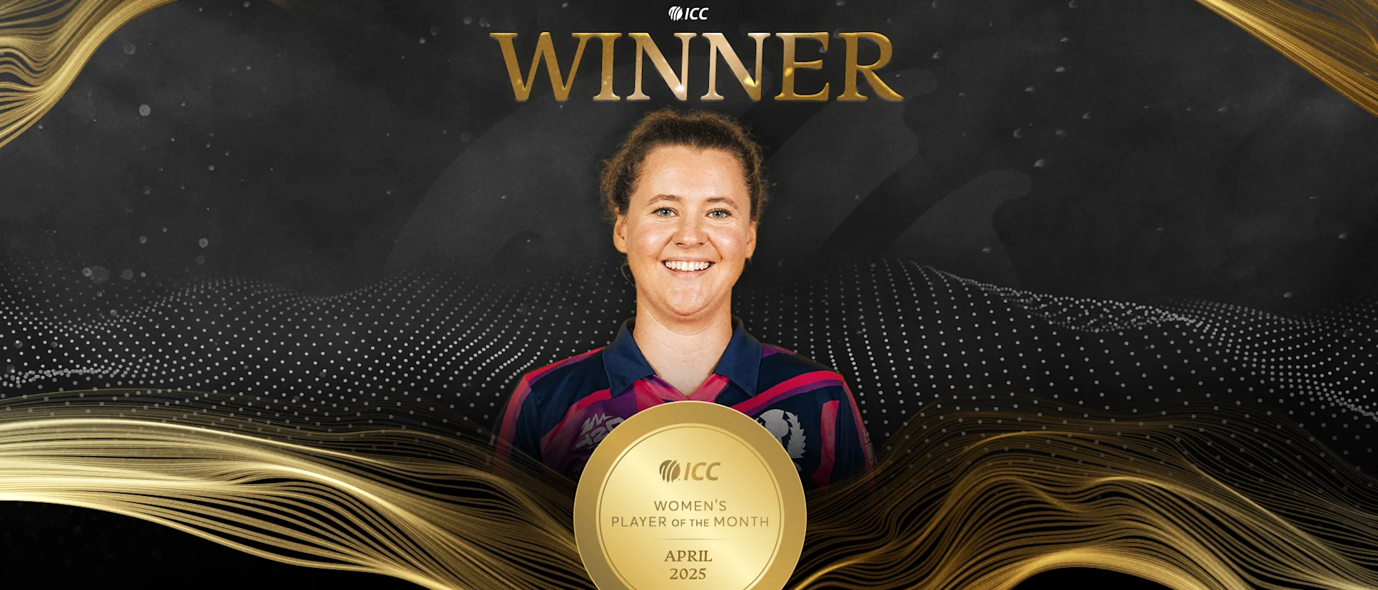 Logo of Scotland captain Kathryn Bryce takes home the ICC Women's Player of the Month for April 2025