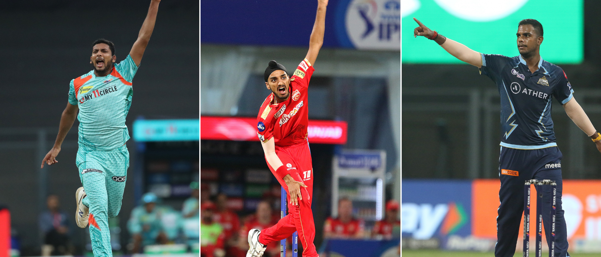 Dinesh Karthik's top pace bowlers in IPL 2022 – Mohsin Khan (Lucknow Super Giants), Arshdeep Singh (Punjab Kings), Yash Dayal (Gujarat Titans)