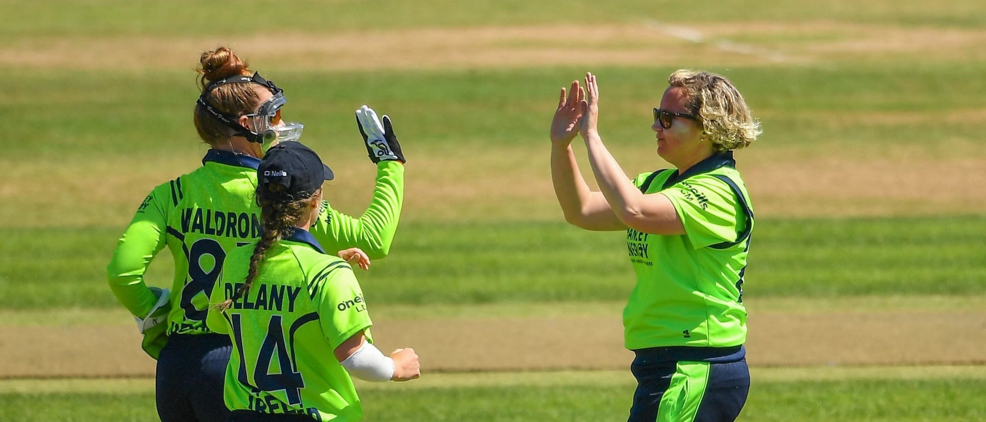 Ciara Metcalfe (right) picked up her 100th wicket for Ireland