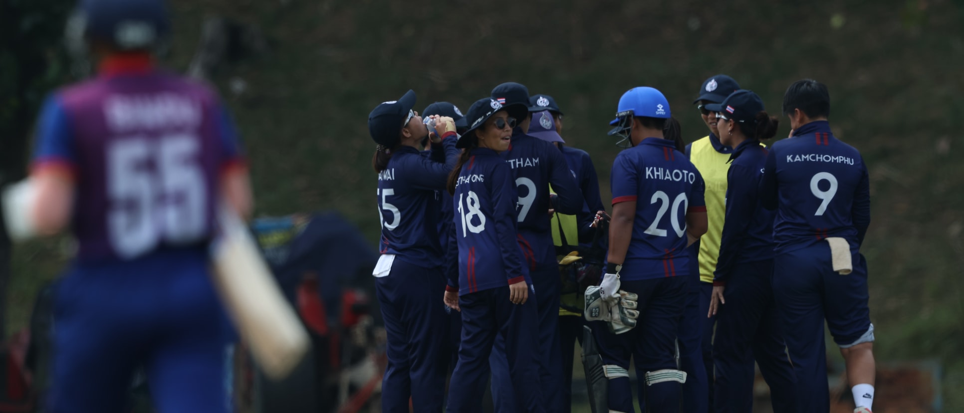 Thailand players celebrate a wicket during their win over Nepal in the semi-final