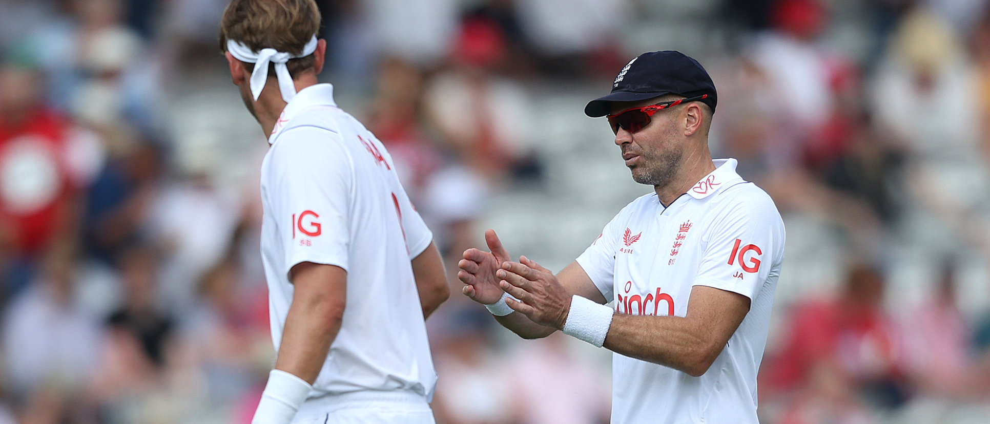 James Anderson was on hand to welcome Stuart Broad into the exclusive club.