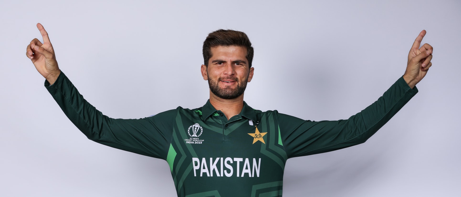 Shaheen Shah Afridi in Pakistan's CWC23 kit