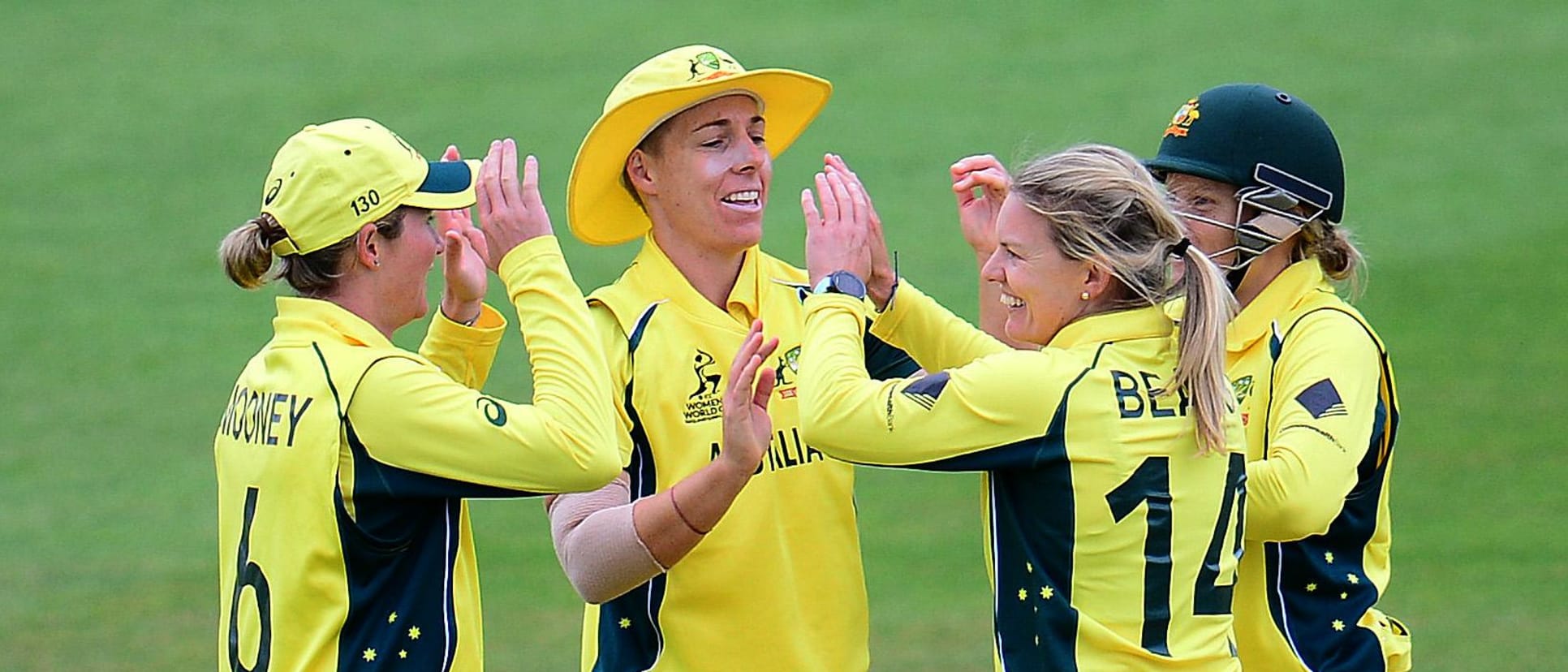 Kristen Beams celebrates the wicket of Dilani Manodara during the ICC Women's World Cup 2017 match between Sri Lanka and Australia.