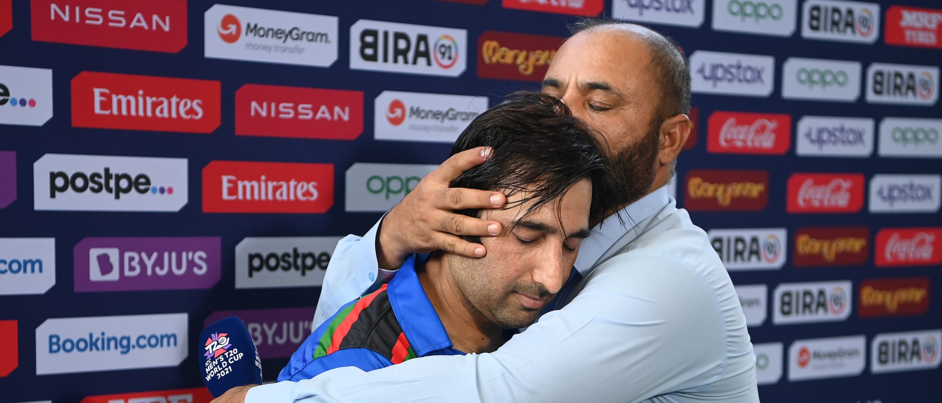 An emotional Asghar Afghan after the game against Namibia