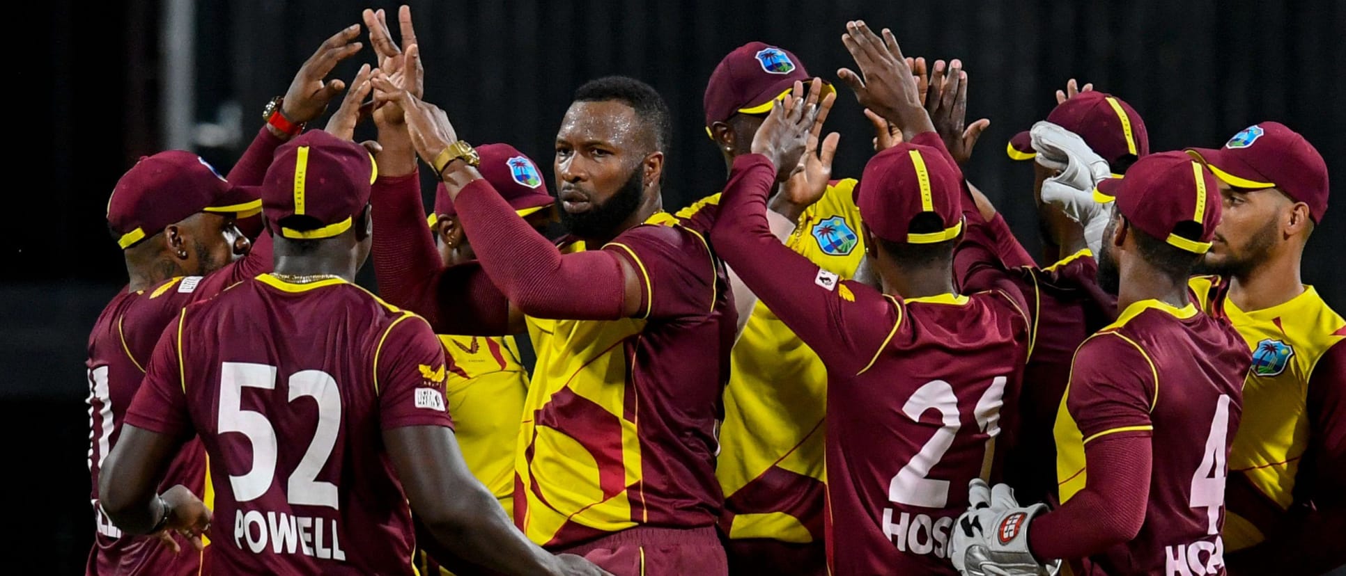 Pollard with West Indies team