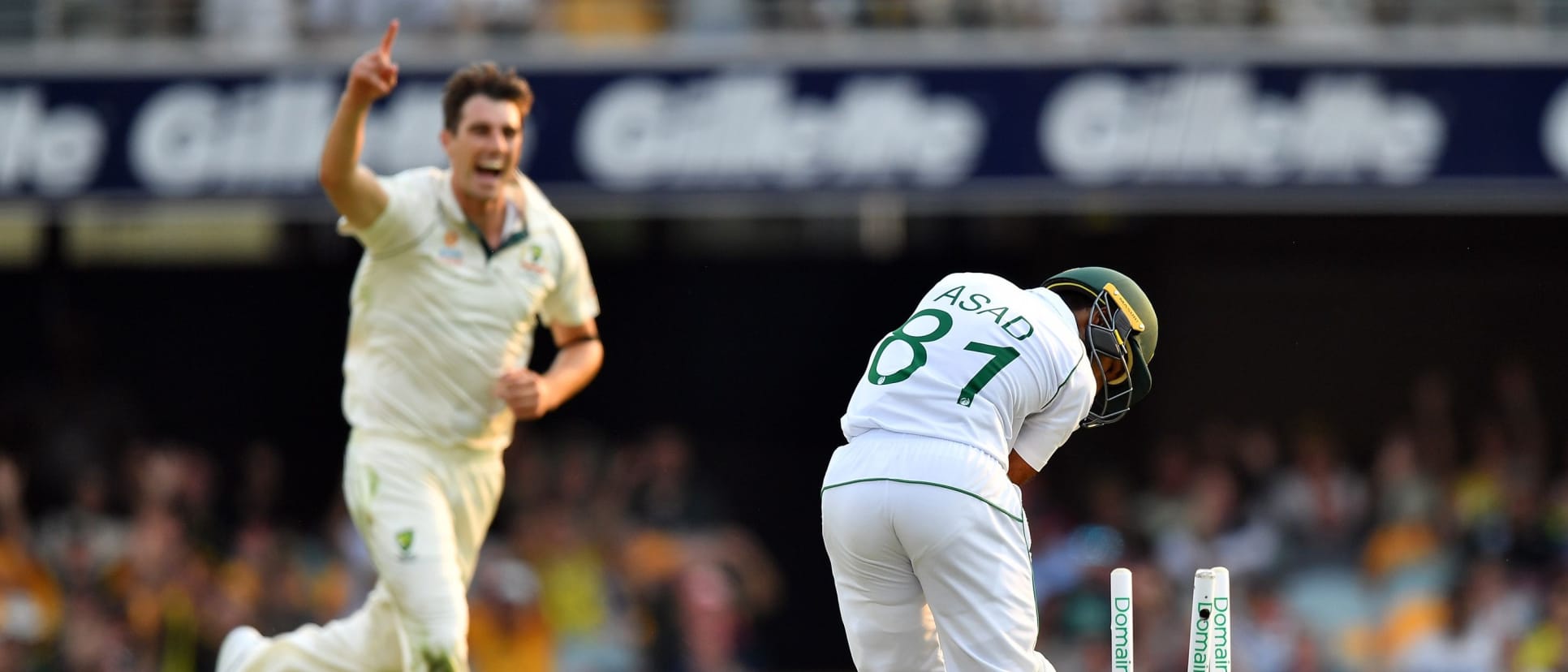 Just too good: Pat Cummins rattled Asad Shafiq's middle stump with an absolute peach