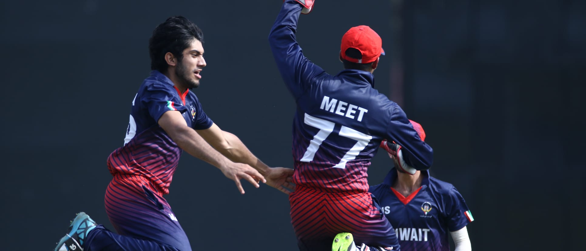 Kuwait celebrate an Oman wicket