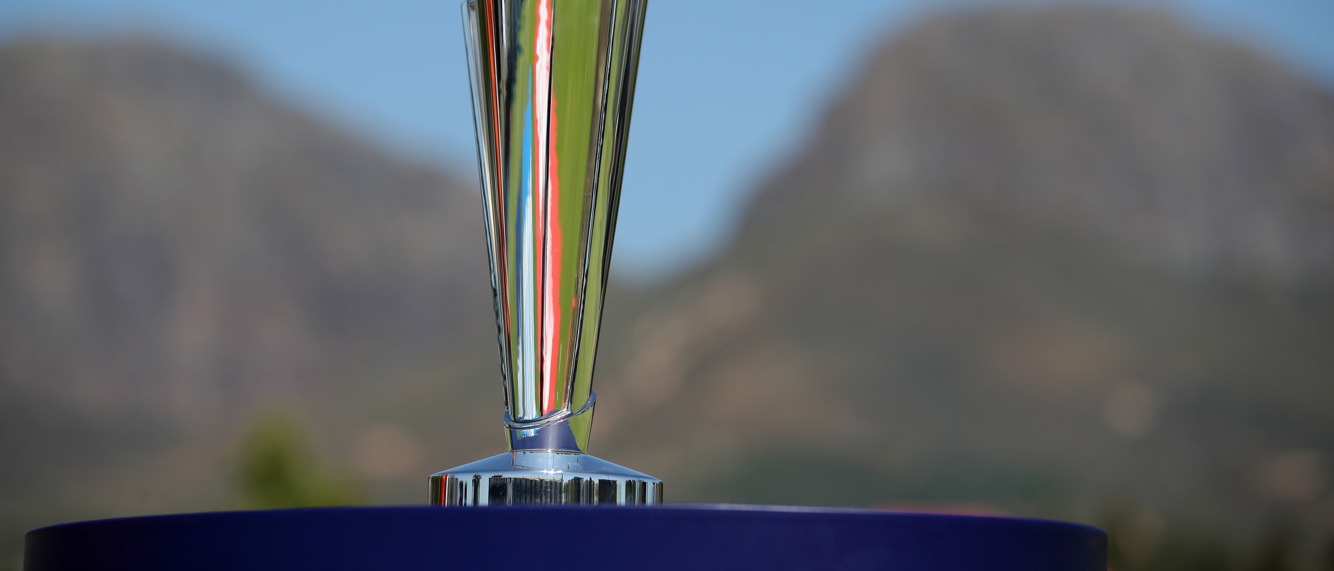 Detailed view of the ICC Women's T20 World Cup Trophy during the ICC Women's T20 World Cup group B match between West Indies and England at Boland Park on February 11, 2023 in Paarl, South Africa.