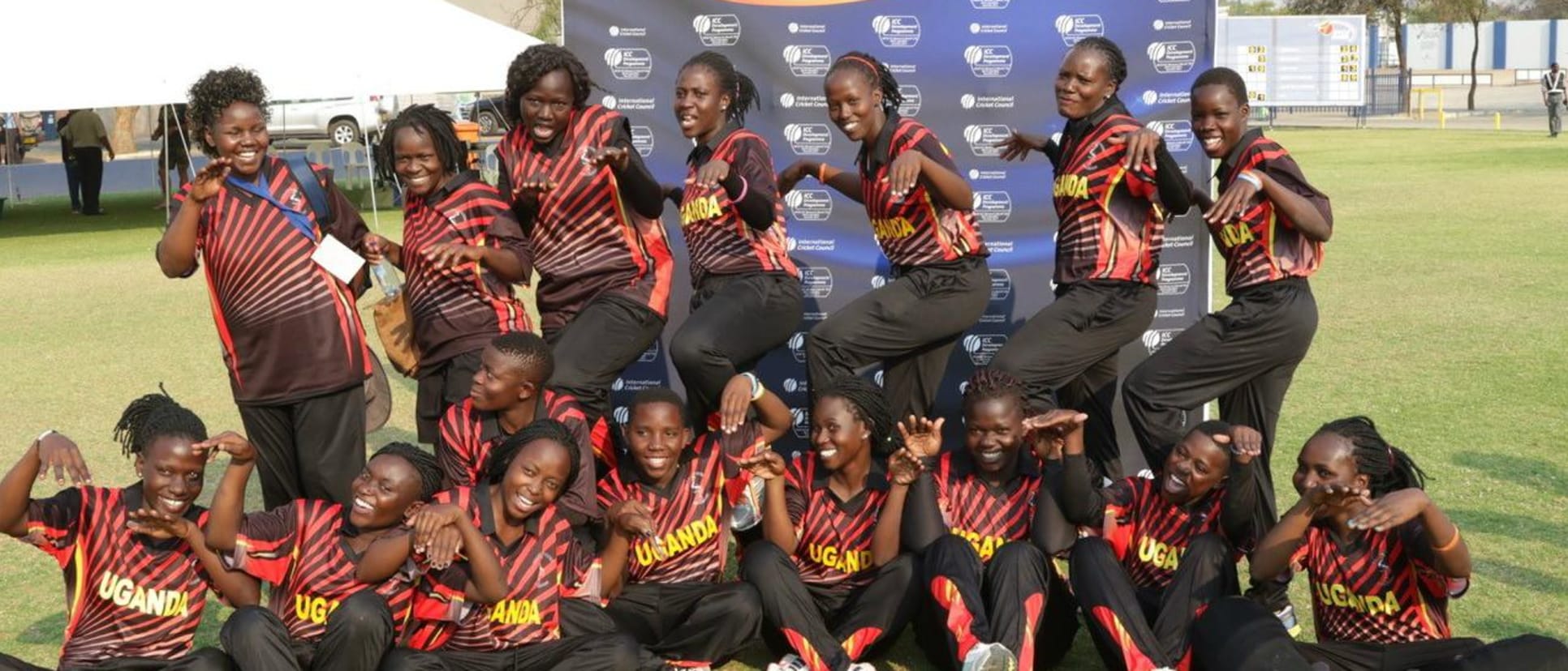 Uganda celebrate after beating Kenya