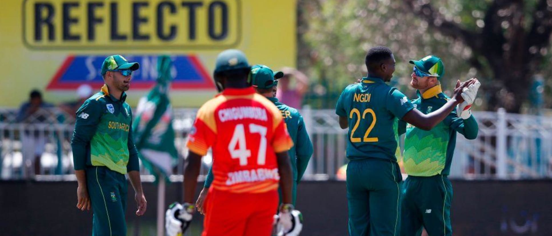 Ngidi celebrates a wicket