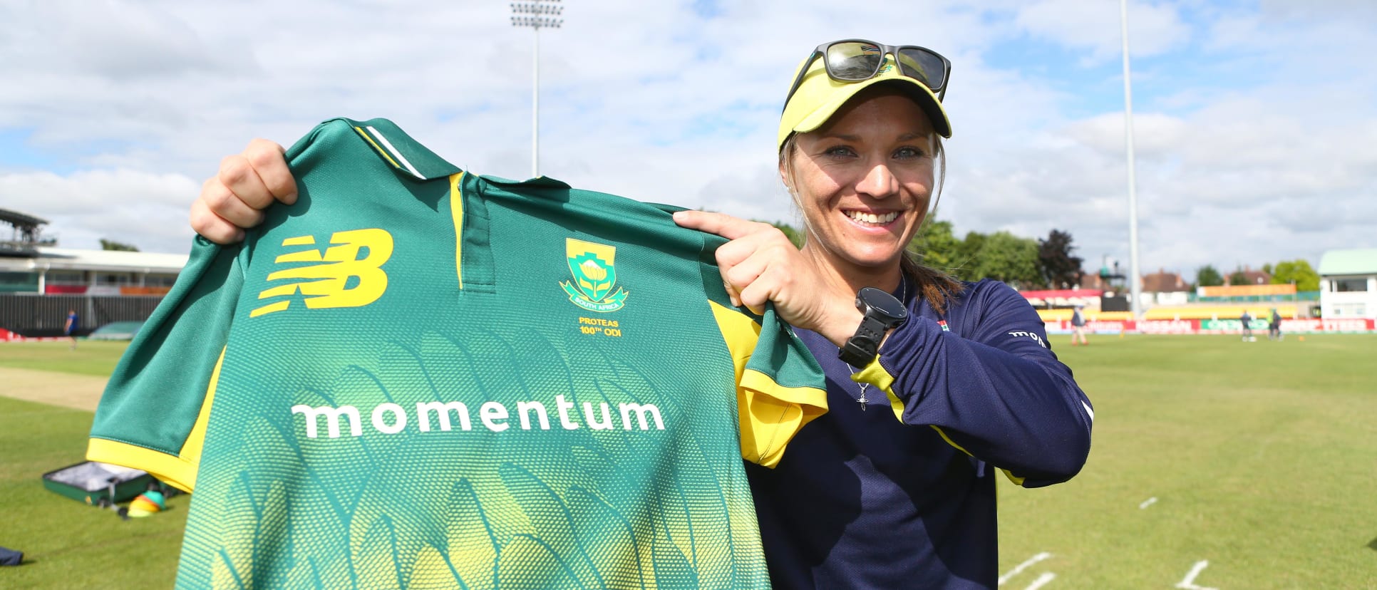Mignon du Preez celebrates her 100th ODI.