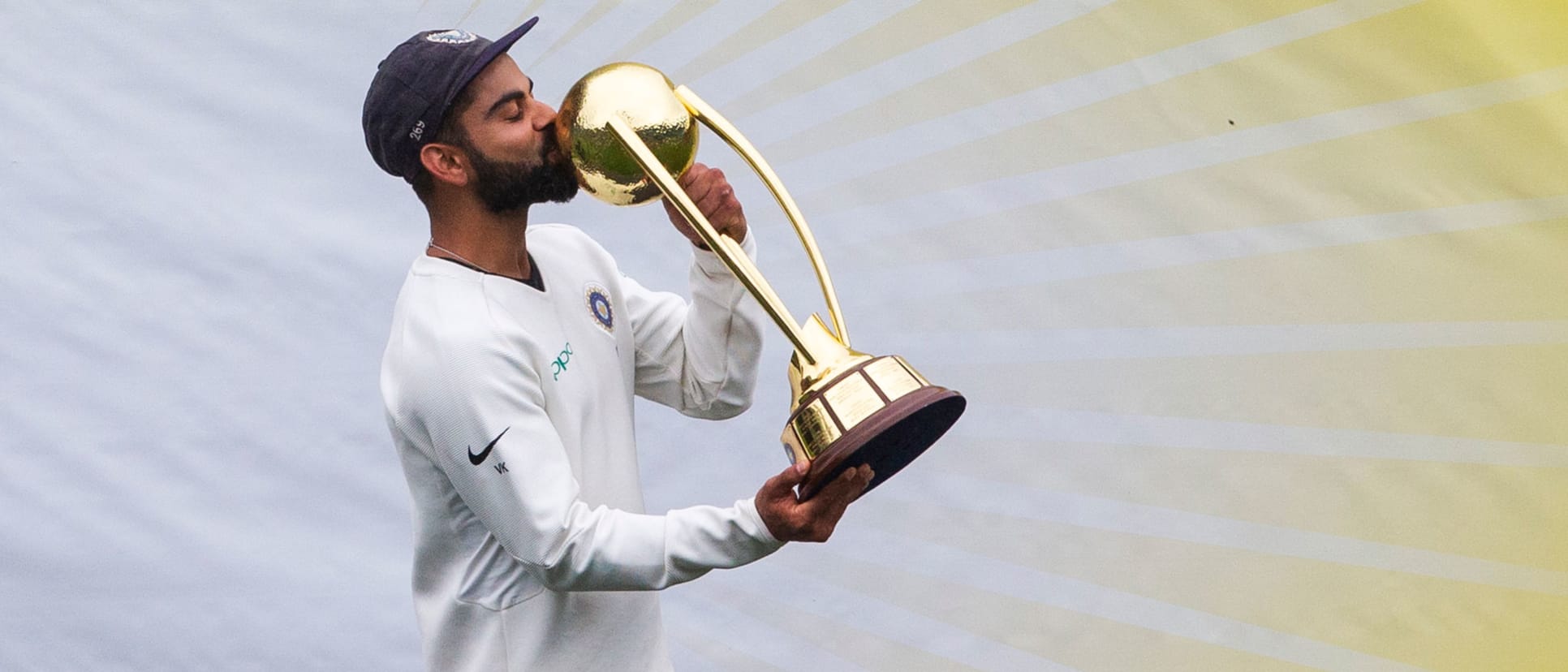 Virat Kohli with the Border-Gavaskar Trophy that India have held since 2017