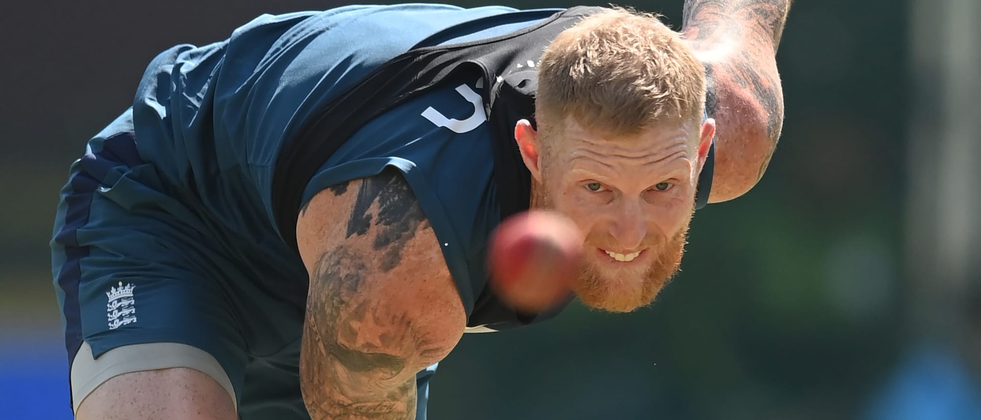 England captain Ben Stokes bowling at training // Getty Images