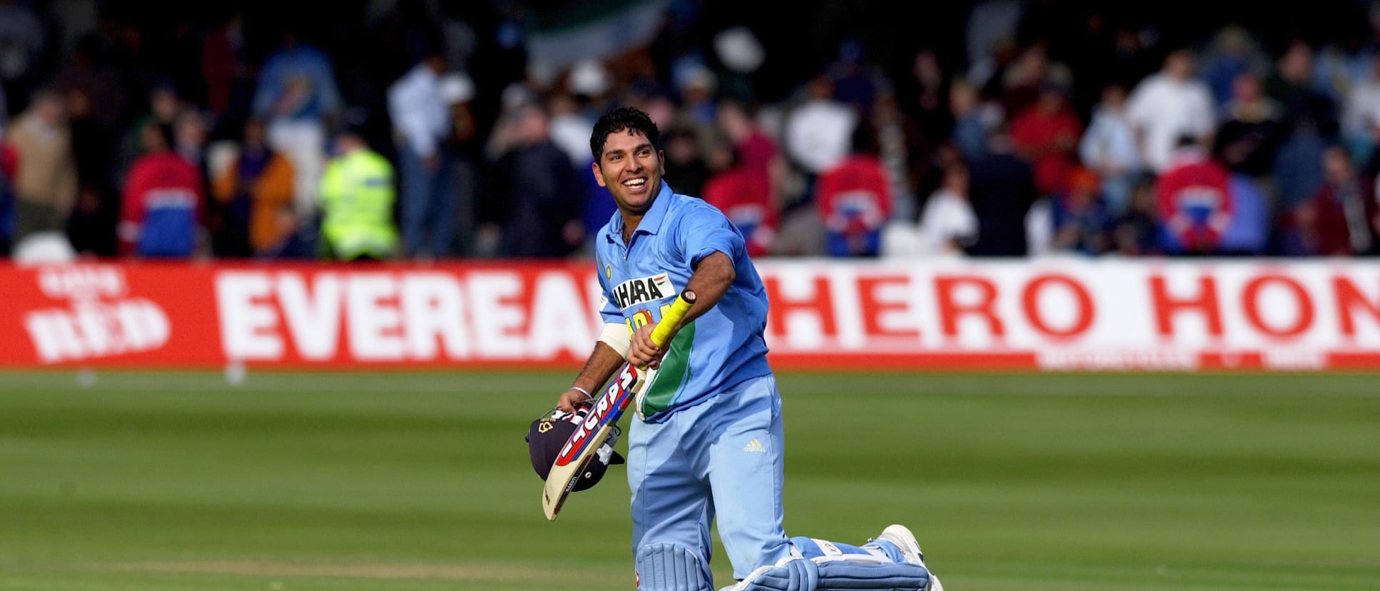 A young Yuvraj celebrates his match-winning innings against England at Lord's