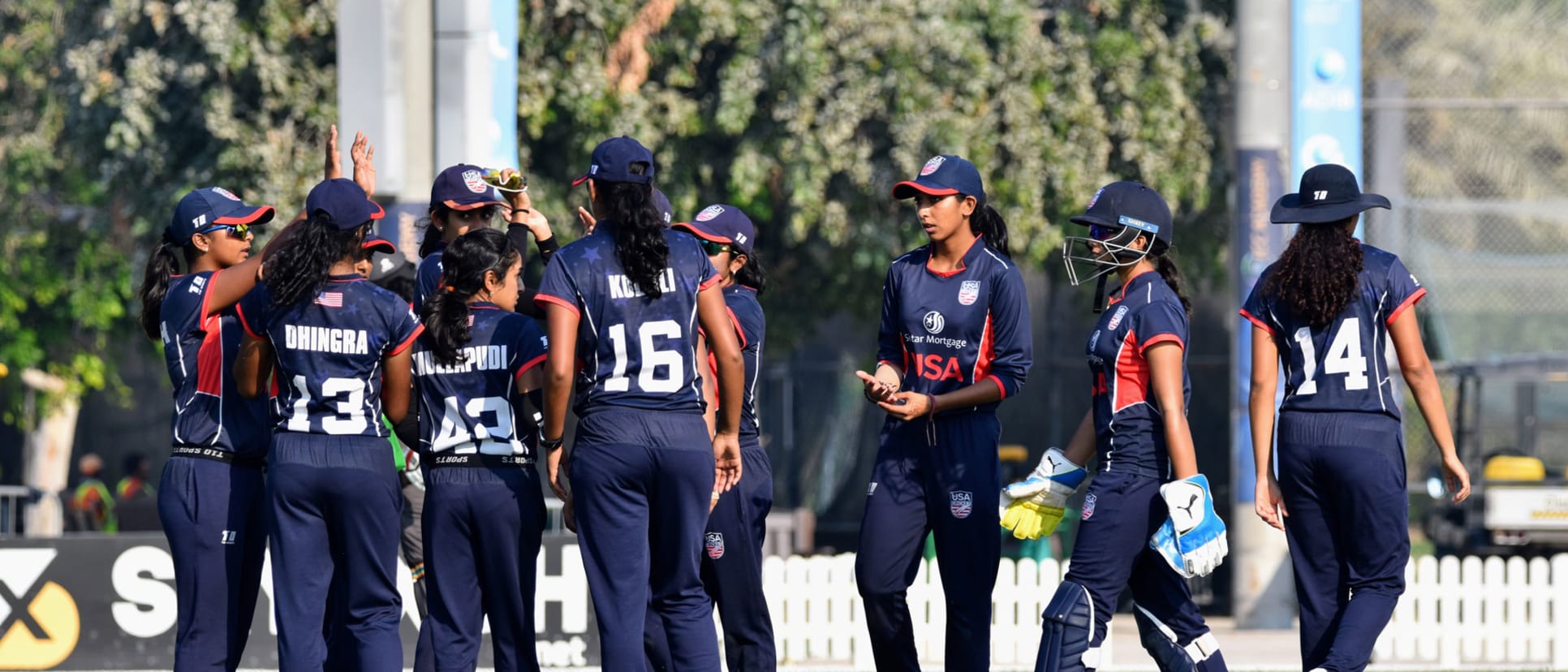 USA Under 19 players celebrate a wicket during the UAE series // USA Cricket