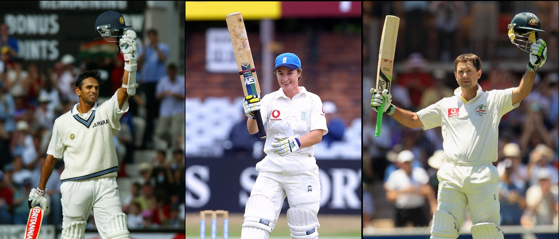 Rahul Dravid, Claire Taylor and Ricky Ponting