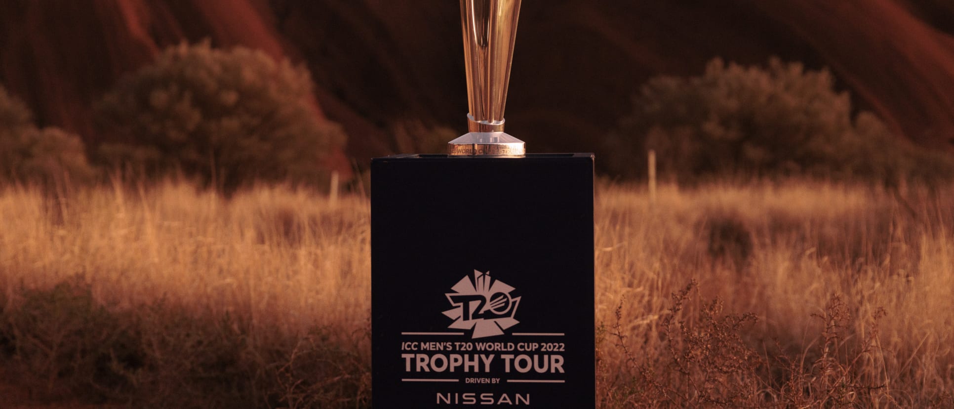 The ICC Men's T20 World Cup Trophy in Uluru