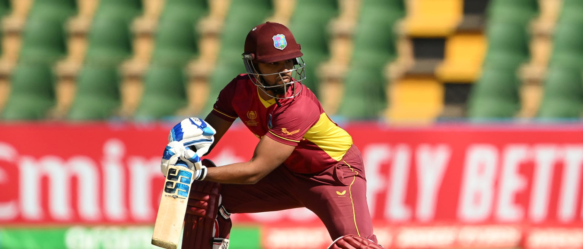 Nicholas Pooran of West Indies plays a shot during the ICC Men's Cricket World Cup Qualifier Zimbabwe 2023 match between the West Indies and Nepal (3)