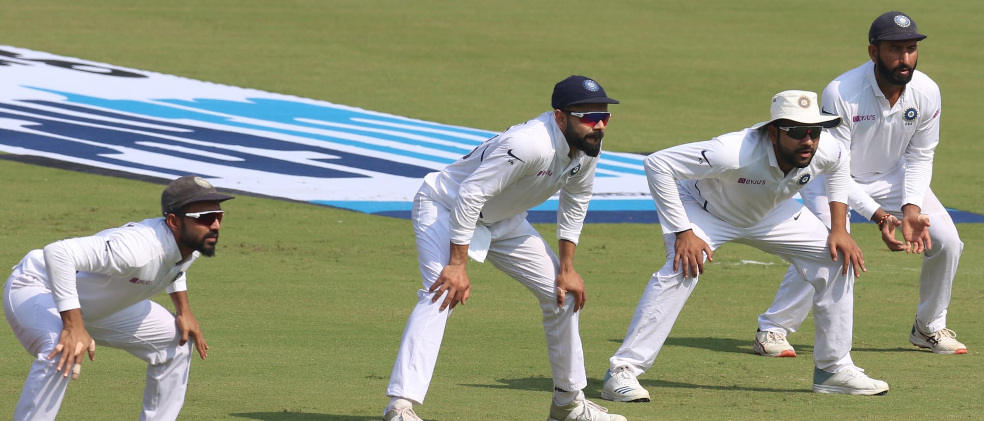 India slip cordon - Rahane, Kohli, Rohit, Pujara