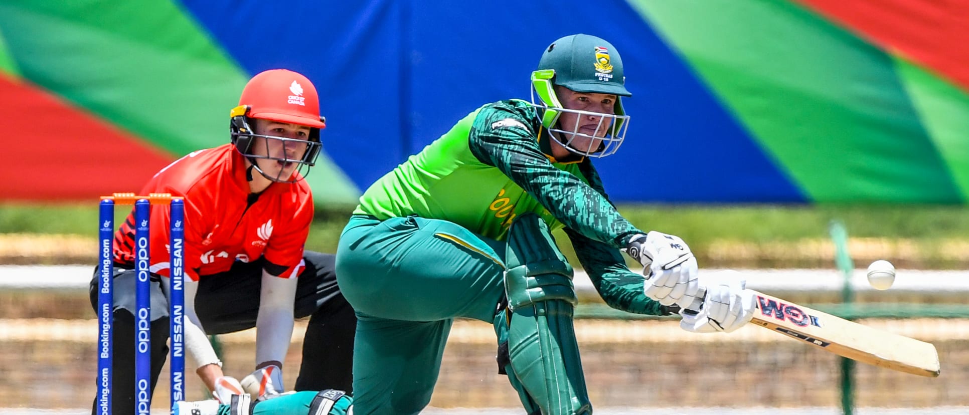 Bryce Parsons of South Africa during the ICC U19 Cricket World Cup Group D match between South Africa and Canada at JB Marks Oval on January 21, 2020 in Potchefstroom, South Africa.