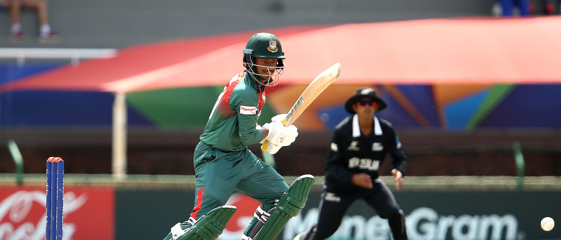 Mahmudul Hasan Joy of Bangladesh bats during the ICC U19 Cricket World Cup Super League Semi-Final match between New Zealand and Bangladesh at JB Marks Oval on February 06, 2020 in Potchefstroom, South Africa.