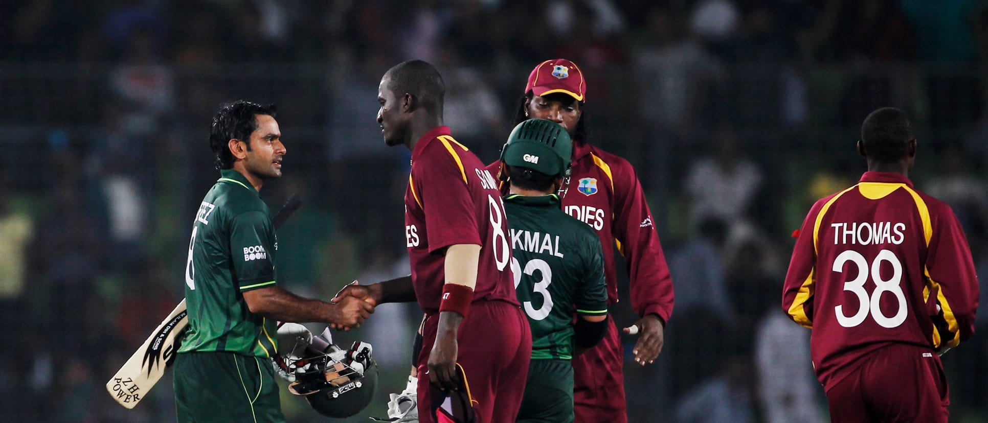 Pakistan crushed the West Indies to reach the semi-finals.