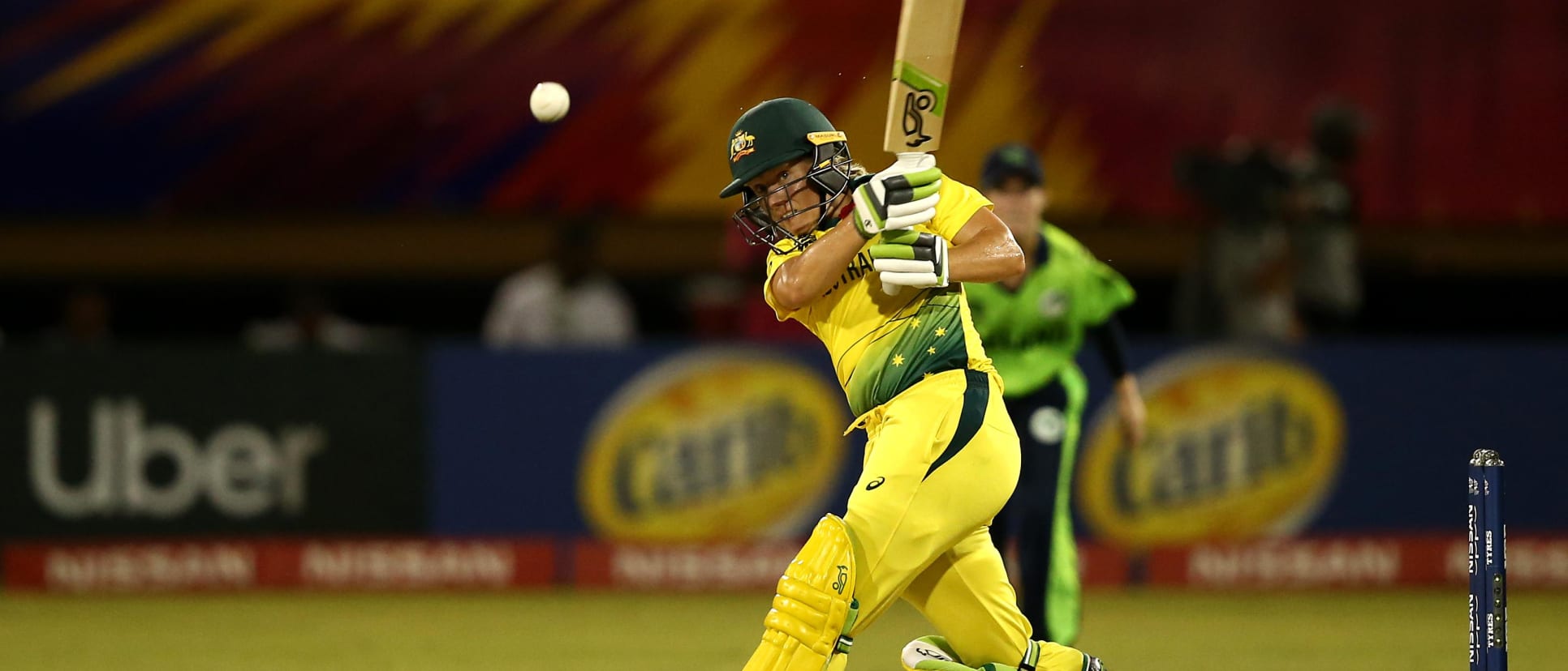 Alyssa Healy of Australia bats during the ICC Women's World T20 2018 match between Australia and Ireland at Guyana National Stadium on November 11, 2018 in Providence, Guyana.