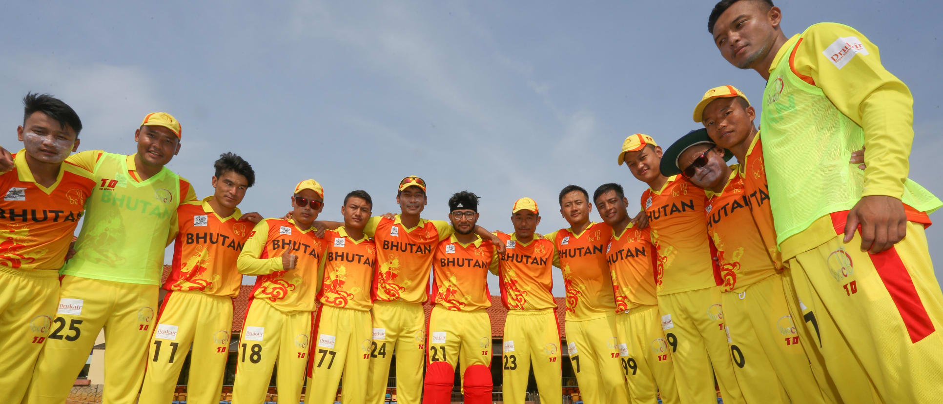 Bhutan players ahead of the match against China