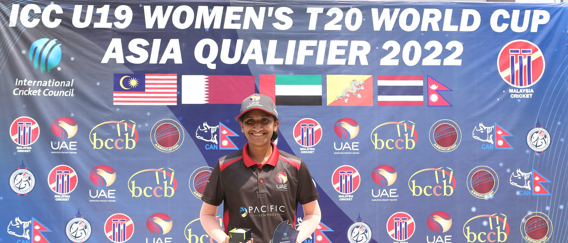 UAE's Archara Supriya was adjudged Player of the Match for her match-winning returns of 5/2