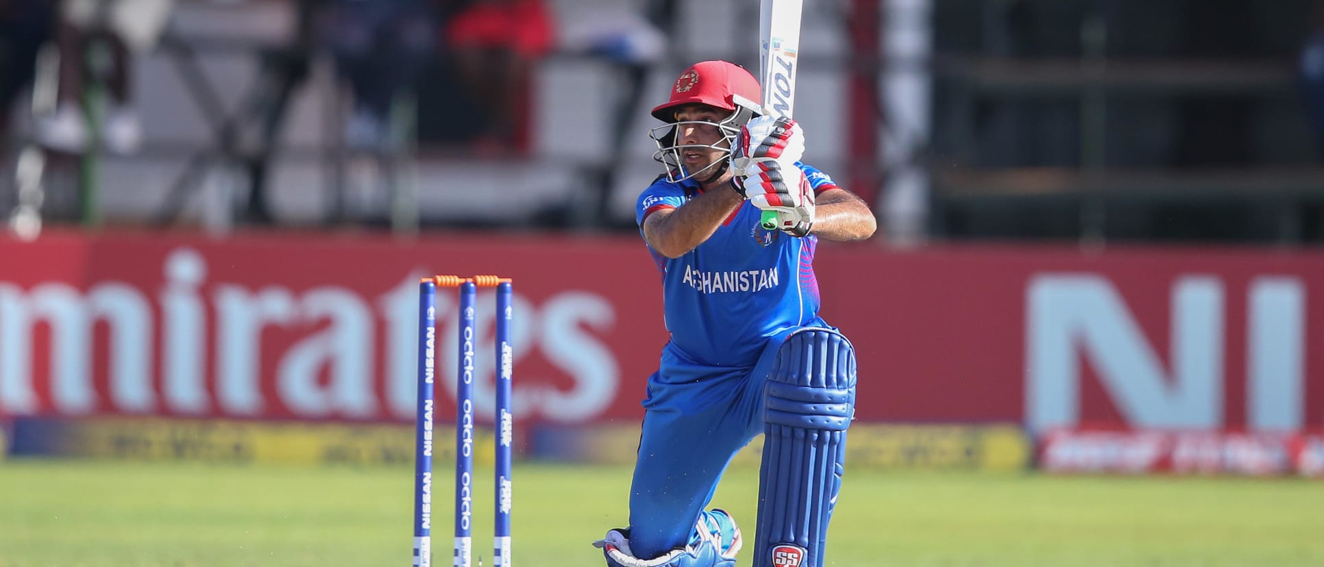 Asghar Stanikzai of Afghanistan scores runs during The ICC Cricket World Cup Qualifier between Ireland and Afghanistan at The Harare Sports Club on March 23, 2018 in Harare, Zimbabwe (©ICC).