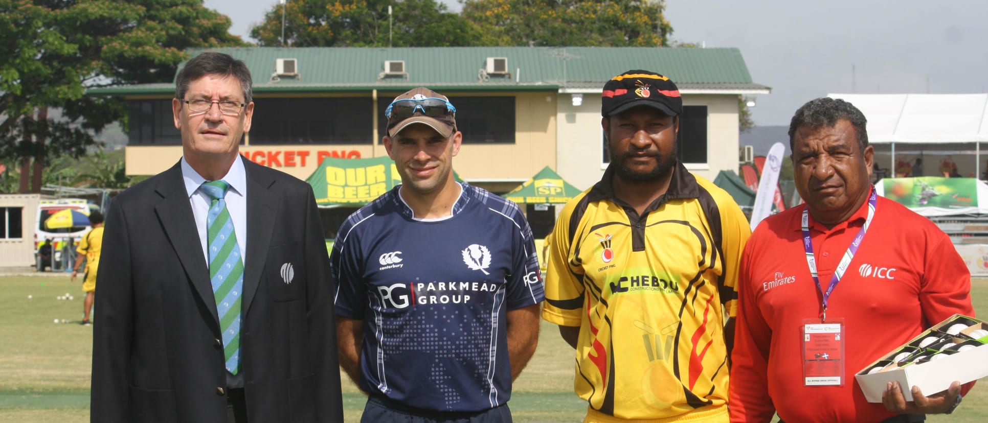 At the toss of the ICC World Cricket League Championship match between PNG and Scotland on 6 October