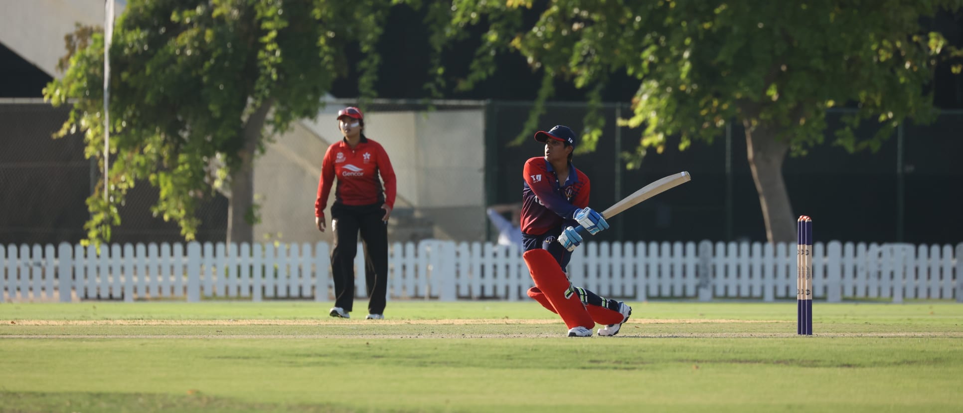 Kuwait's Siobhen Gomez hits a boundary