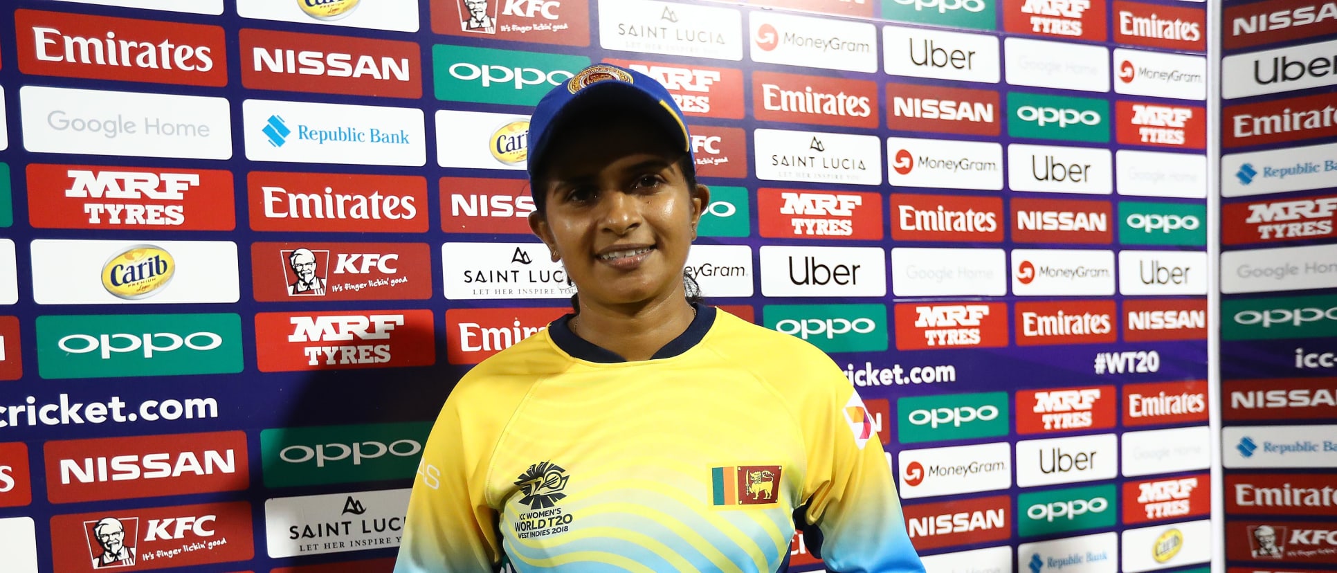 Shashikala Siriwardene of Sri Lanka is pictured with the 'Player of the Match' award after the ICC Women's World T20 2018 match between Sri Lanka and Bangladesh at Darren Sammy Cricket Ground on November 14, 2018 in Gros Islet, Saint Lucia.