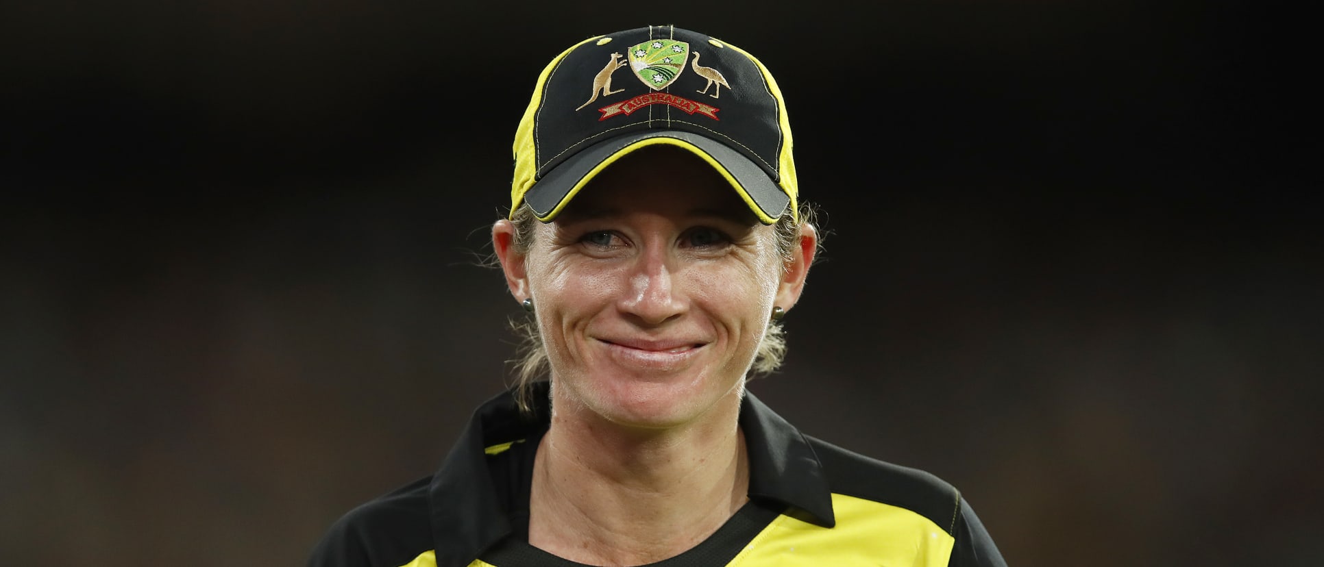 Beth Mooney of Australia reacts to fans during the ICC Women's T20 Cricket World Cup Final match between India and Australia at the Melbourne Cricket Ground on March 08, 2020 in Melbourne, Australia.