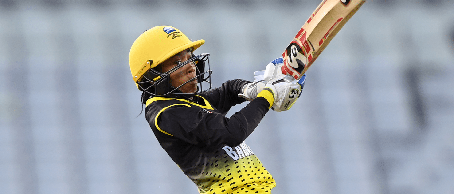 Trishan Holder of Team Barbados hits runs during the Cricket T20 Group A match between Team India and Team Barbados 1920x1080