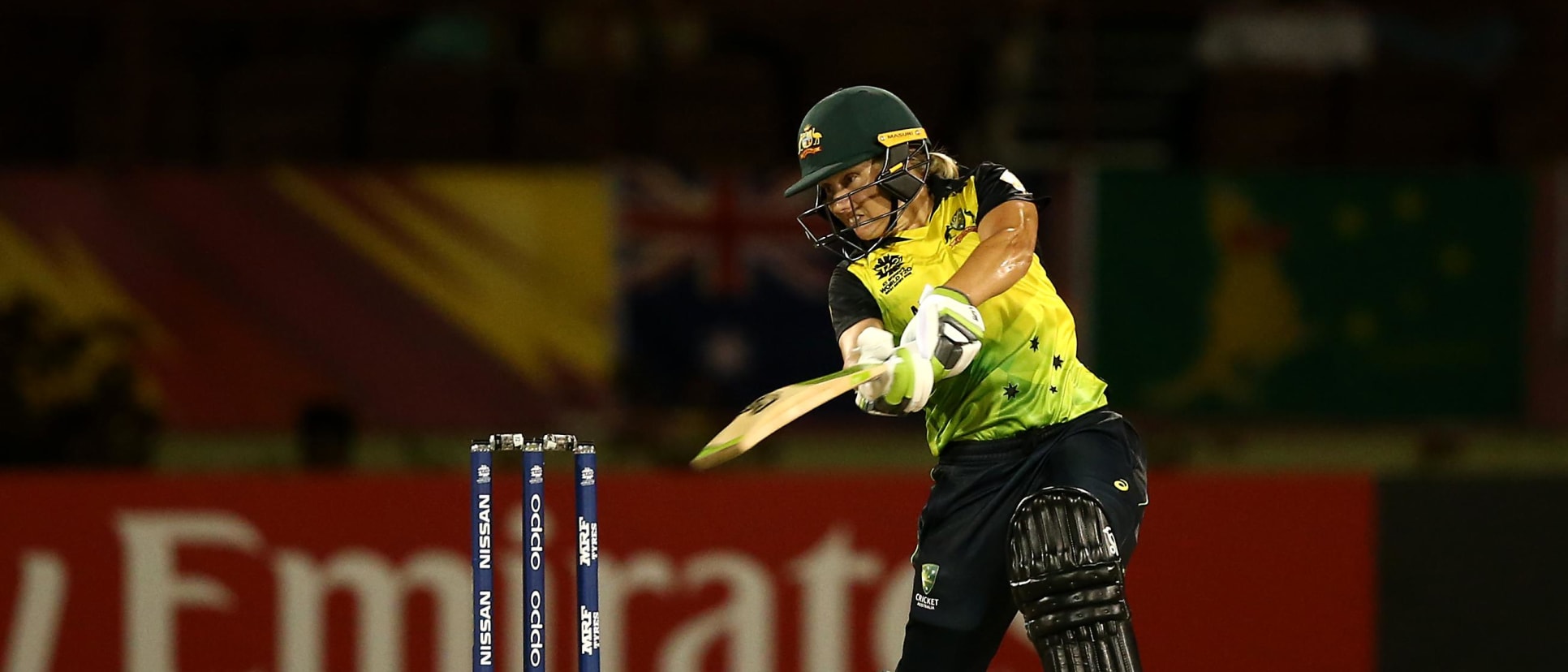 Alyssa Healy of Australia bats during the ICC Women's World T20 2018 match between Australia and New Zealand at Guyana National Stadium on November 13, 2018 in Providence, Guyana.