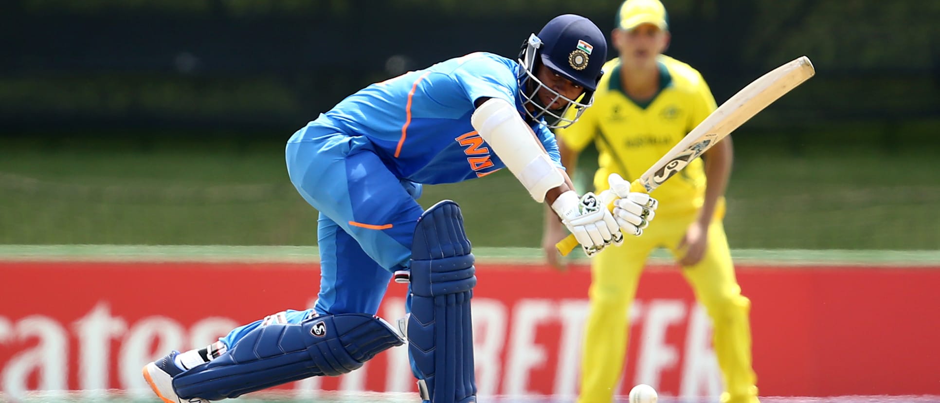 Yashasvi Jaiswal of India bats during the ICC U19 Cricket World Super League Cup Quarter Final 1 match between India and Australia at JB Marks Oval on January 28, 2020 in Potchefstroom, South Africa.