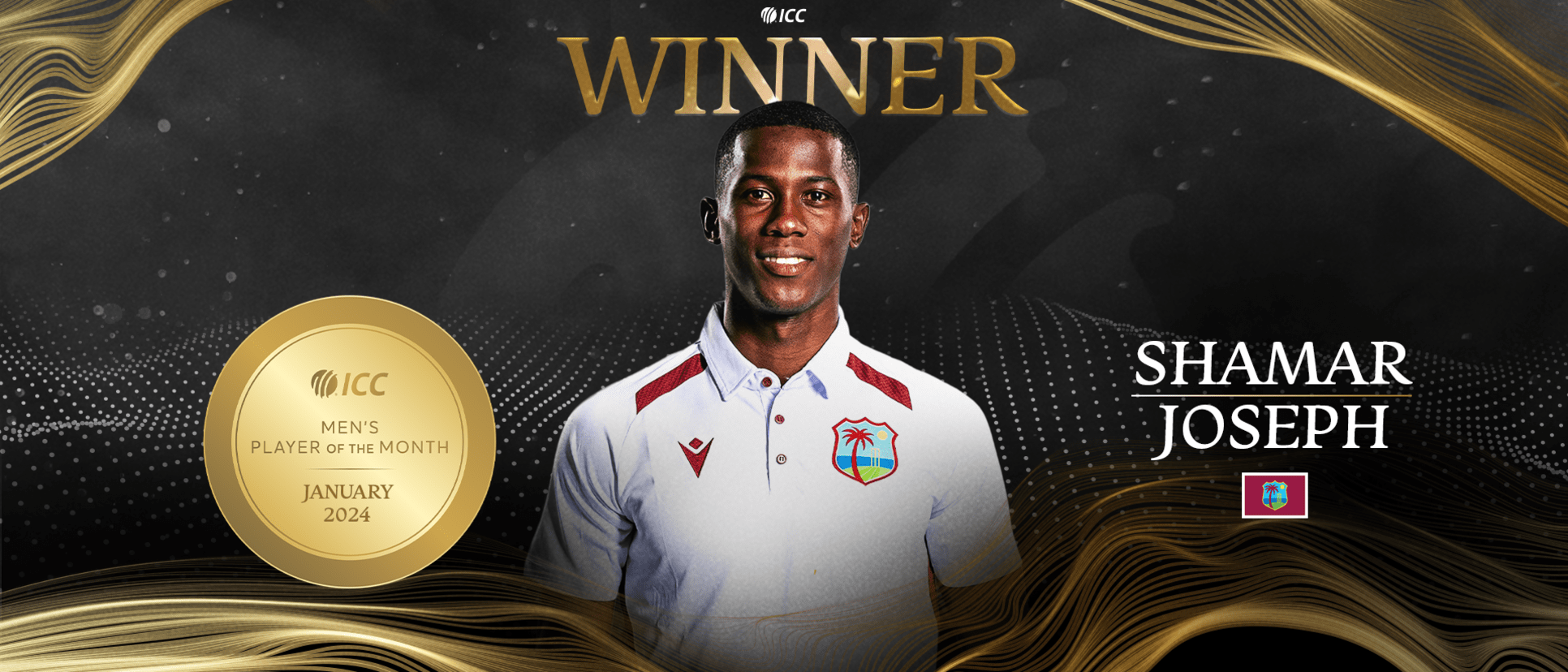 Joseph and Hunter win ICC Player of the Month awards for January