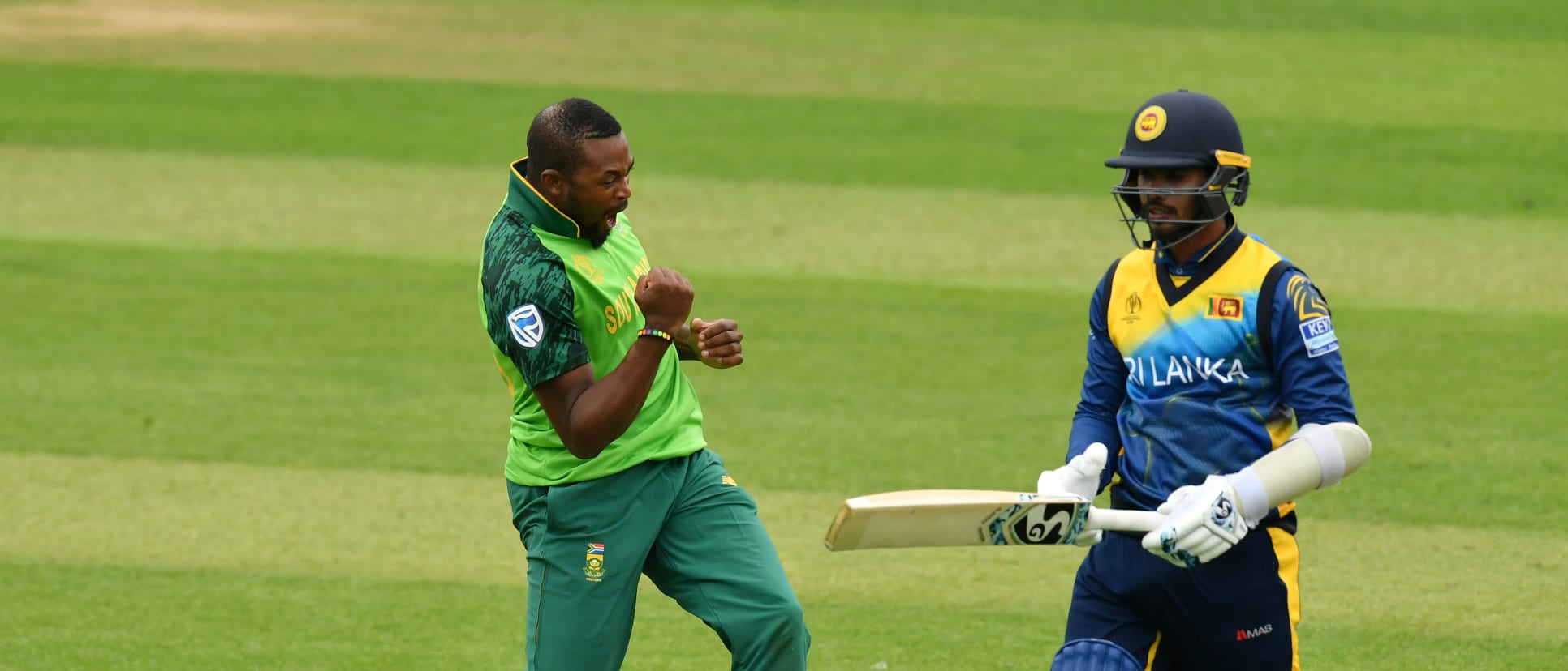 Andile Phehlukwayo celebrates a wicket vs South Africa.