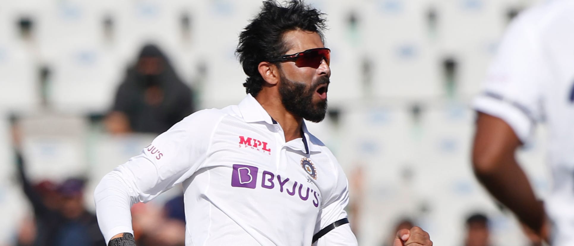 Jadeja celebrates a Sri Lanka wicket