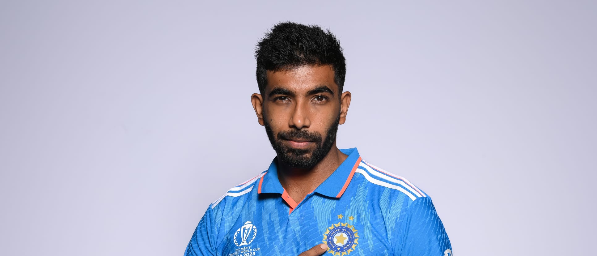 Jasprit Bumrah in India's Cricket World Cup 2023 kit