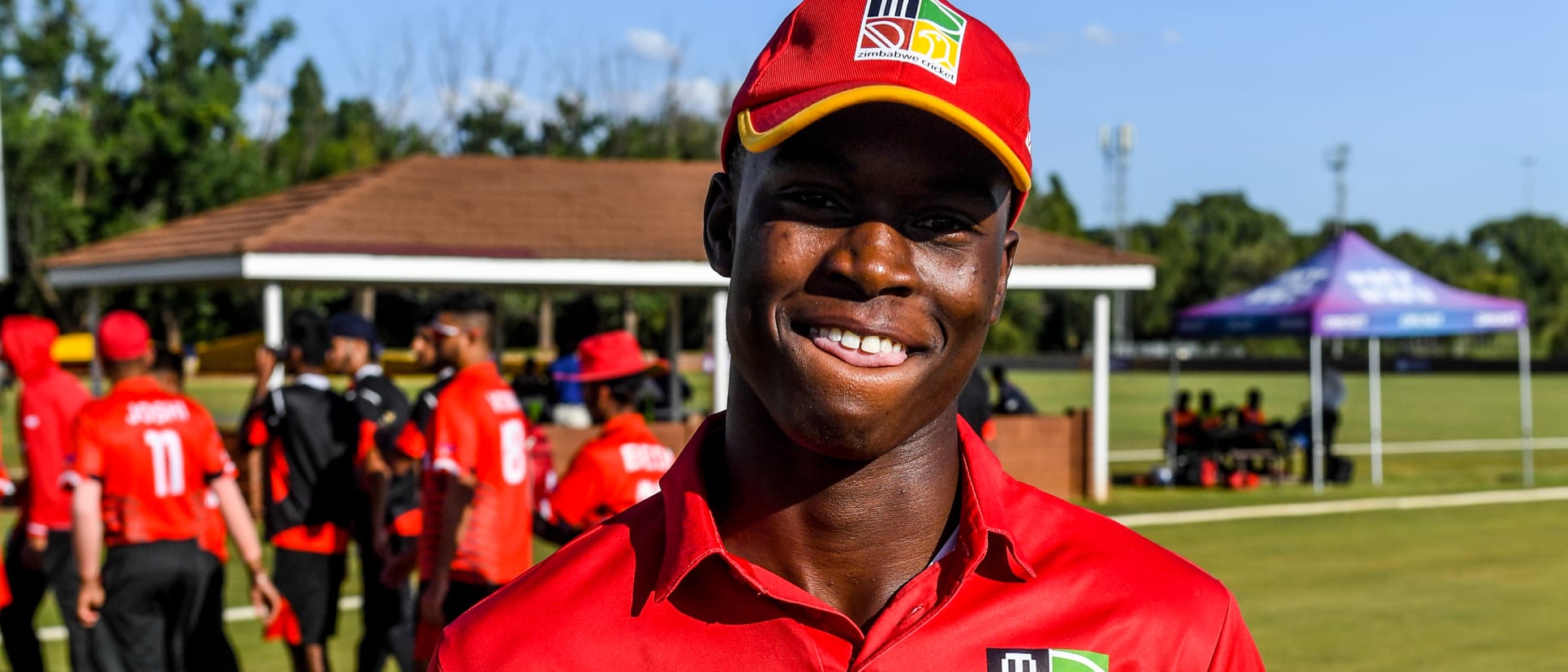 Emmanuel Bawa is man of the match during the ICC U19 Cricket World Cup Plate Quarter Final 3 match between Zimbabwe and Canada at Ibbies Oval on January 28, 2020 in Potchefstroom, South Africa.