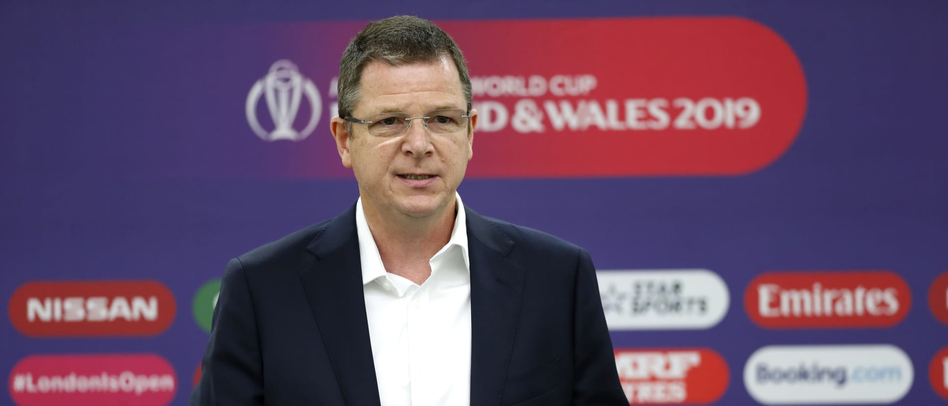 Alex Marshall general manager of the ICC Anti-Corruption Unit talks to the media during the ICC Anti-Corruption Unit press conference prior to the ICC Cricket World Cup 2019 at The Kia Oval on May 24, 2019 in London, England.