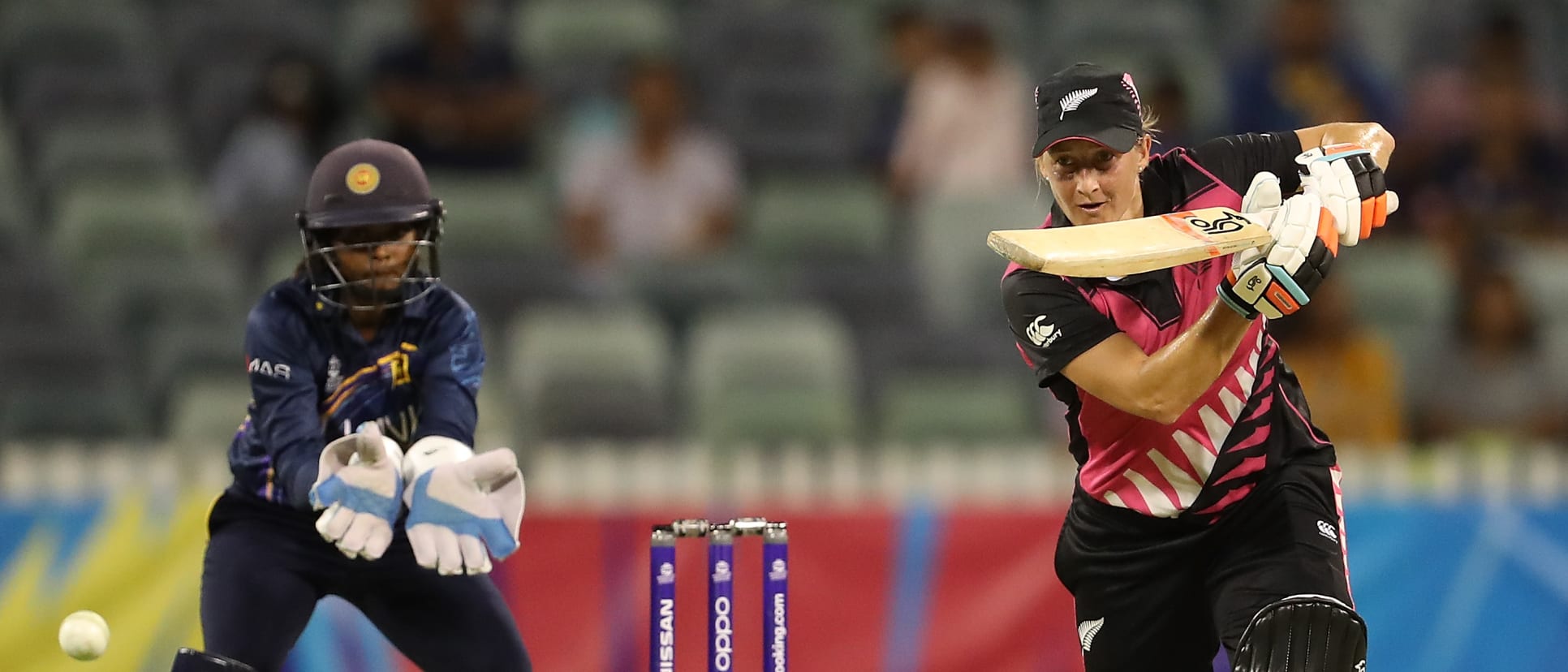 Sophie Devine of New Zealand bats during the ICC Women's T20 Cricket World Cup match between New Zealand and Sri Lanka at the WACA on February 22, 2020 in Perth, Australia.